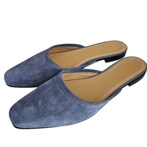 NEW! JACK ERWIN Leather Suede Blue/Grey Slip On Mules 9.
